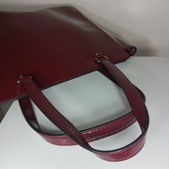 Kate Spade Croc Embossed Bristol Drive Elissa Maroon Leather Tote Bag - Picture 10 of 13